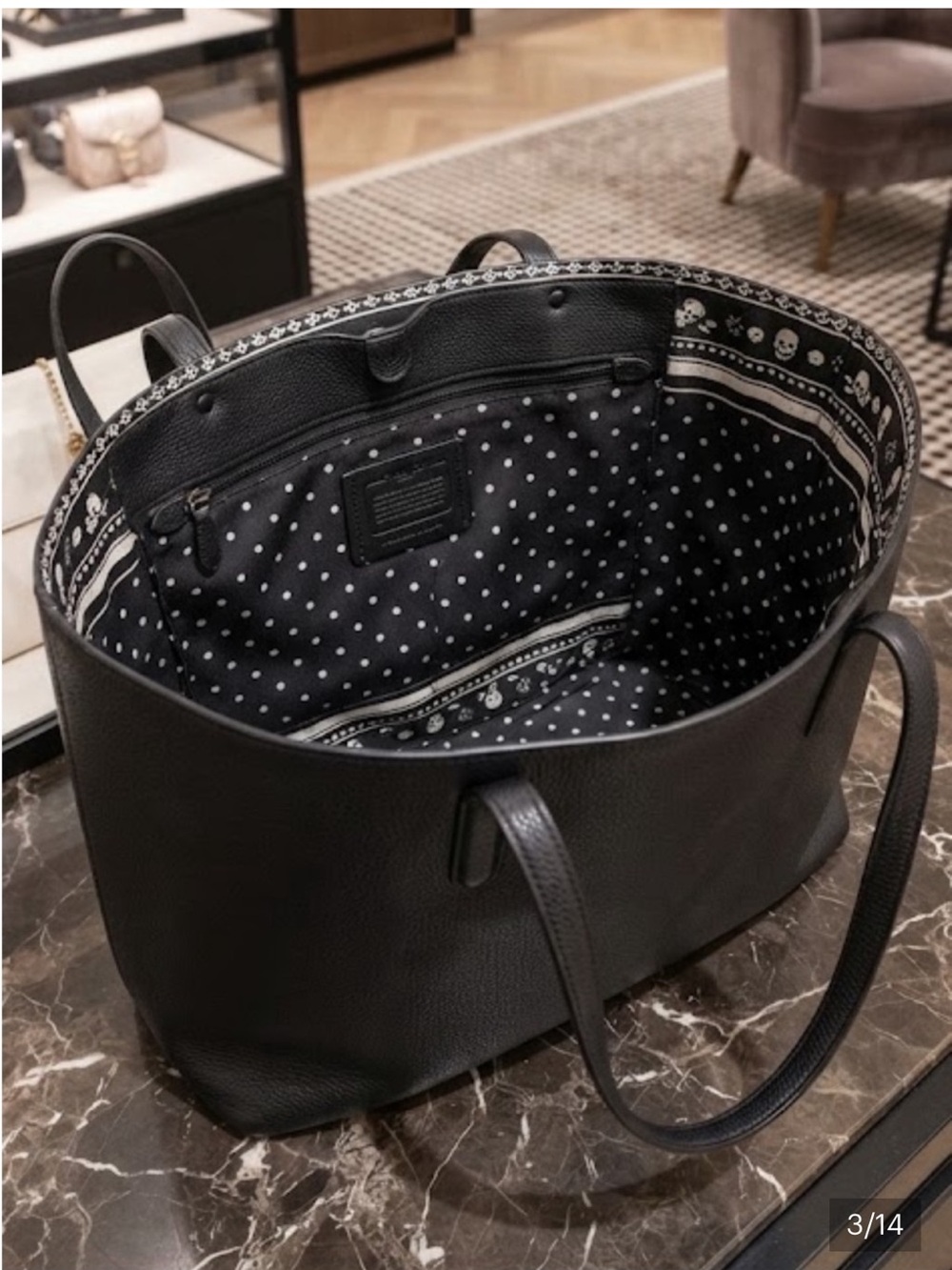Coach RARE BOUTIQUE Skull Bandana Black Pebble Leather Tote